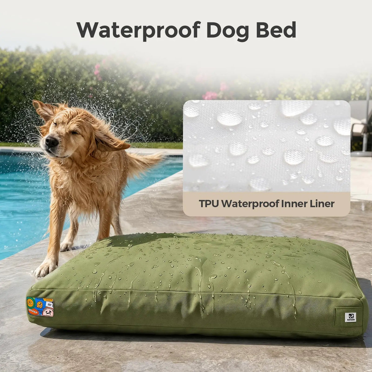 Durable Canvas Outdoor Dog Bed With Waterproof Removable Cover