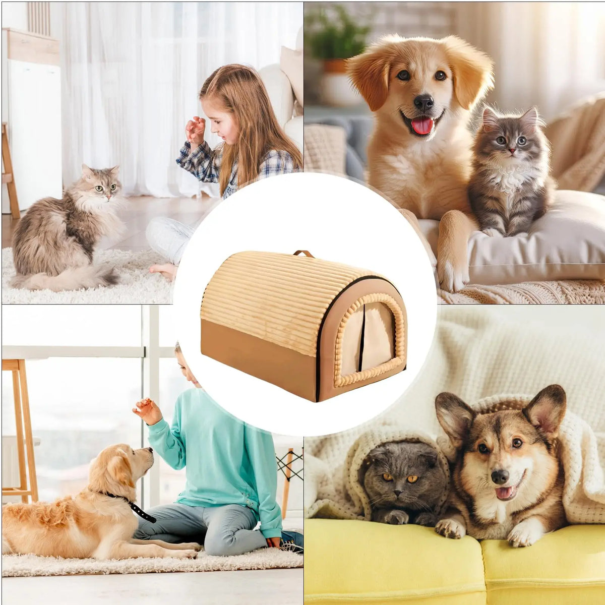 Comfortable Enclosed Cat Cave Bed With Removable Washable Nest