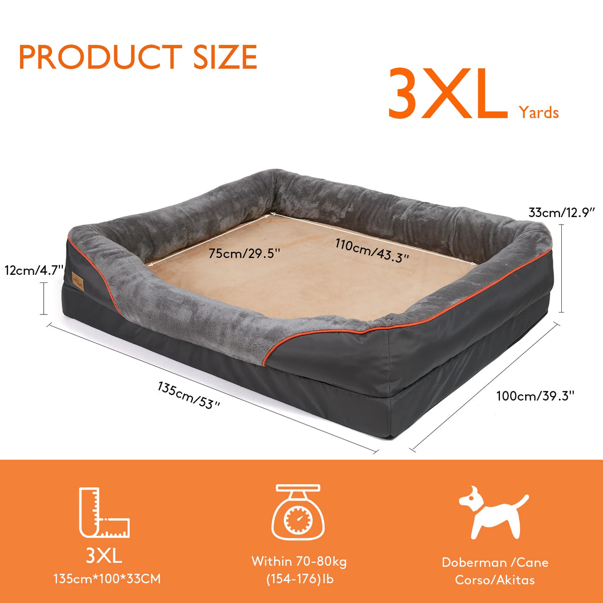Bingopaw Waterproof Fleece Dog Bed Removable Washable Cover