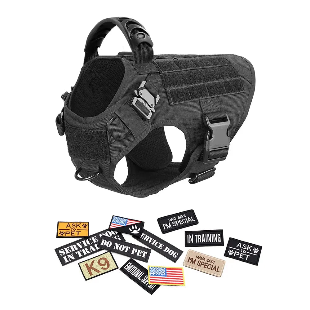 PetraVel Tactical Dog Harness Collar Leash Set For Pets