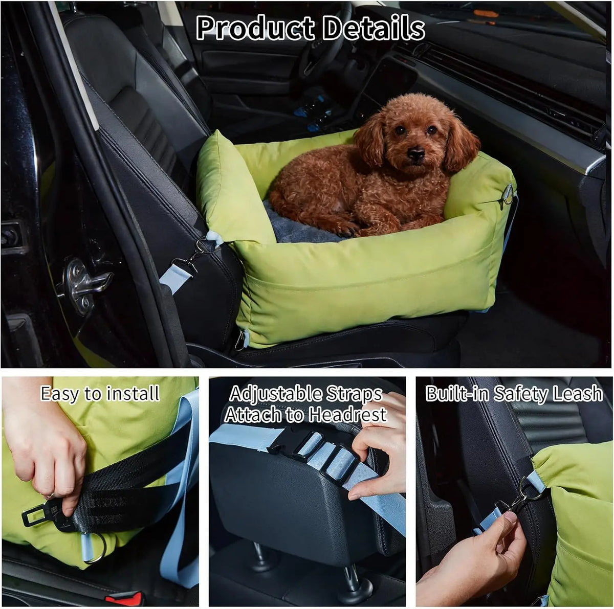 HiMISS Waterproof Dog Car Seat Booster With Storage Pockets