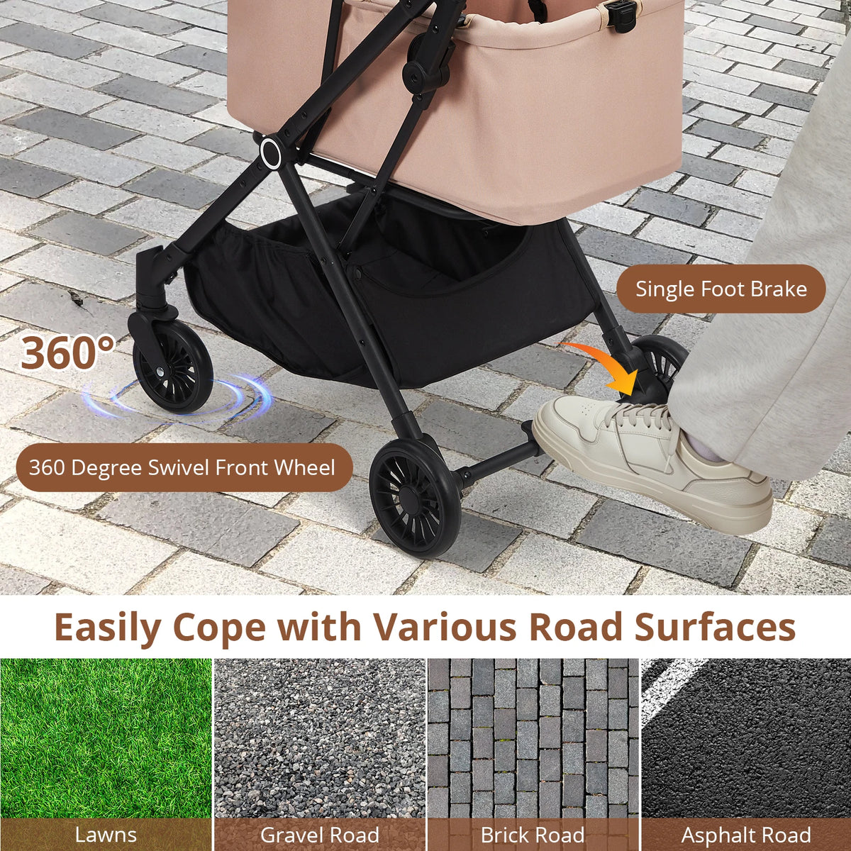 EliteZ Four Wheel Foldable Lightweight Pet Stroller For Dogs