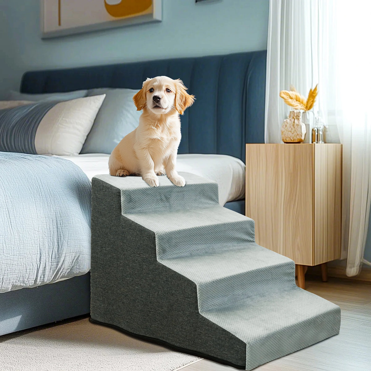 Safe High Density Foam Dog Stairs With Non Slip Cover