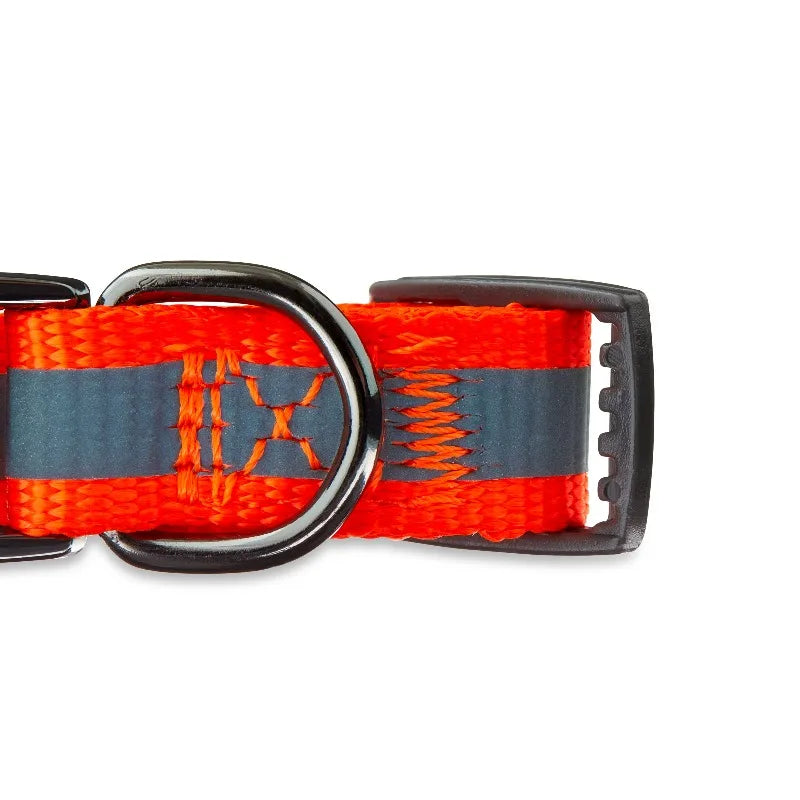 Adjustable Nylon Reflective Dog Collar With Sturdy Metal Hardware