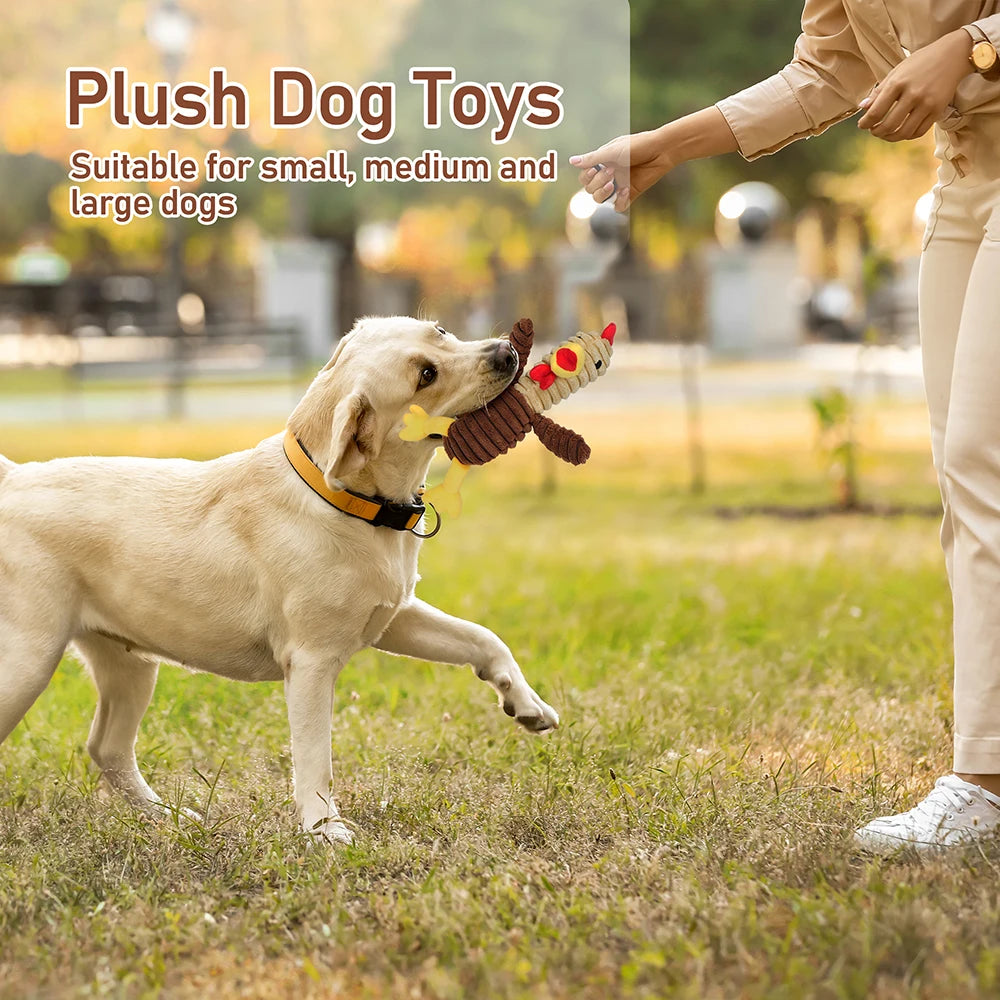 Assorted Plush Squeaky Dog Toys Animal Pet Chew Toy Bundle