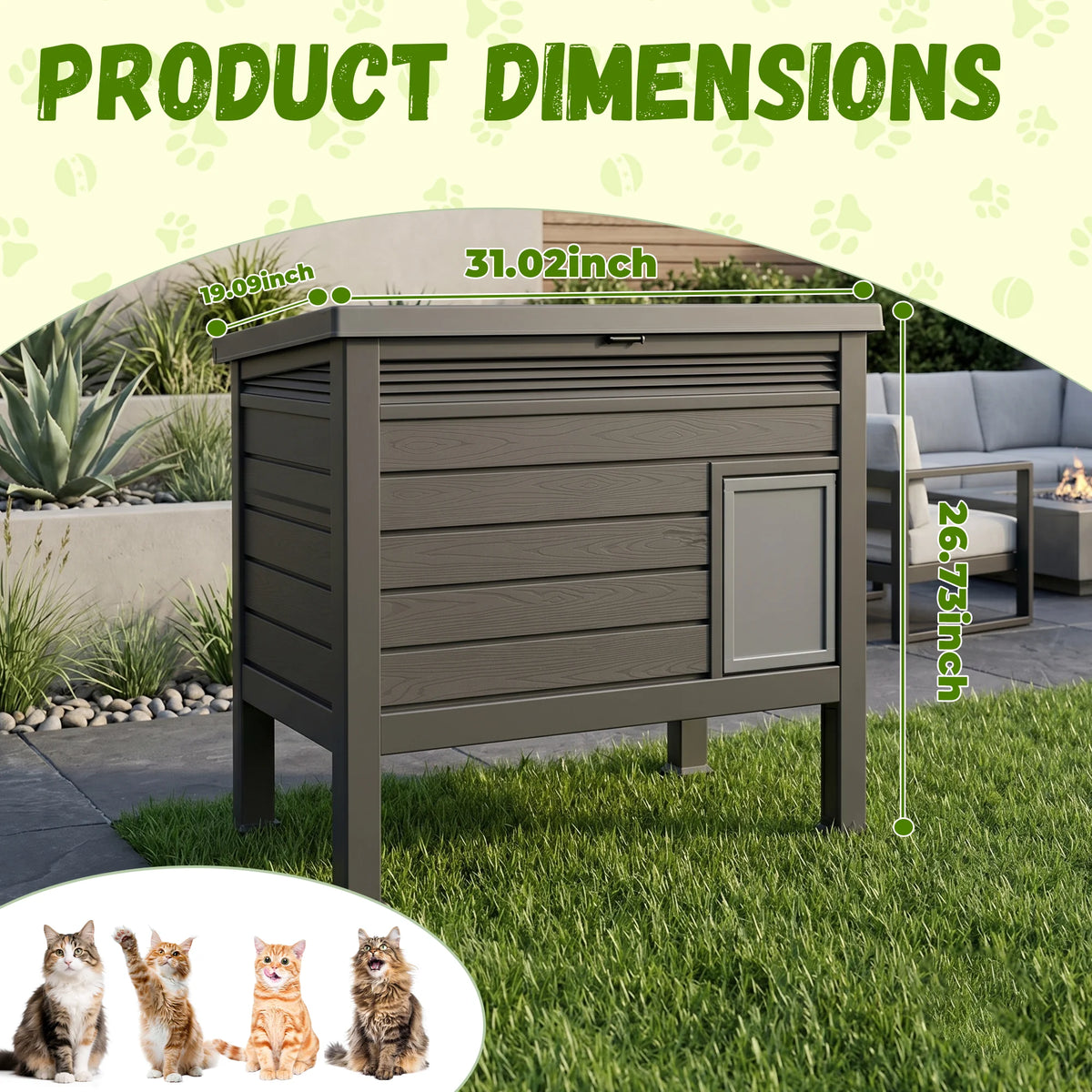 Waterproof Resin Outdoor Cat House With Elevated Base