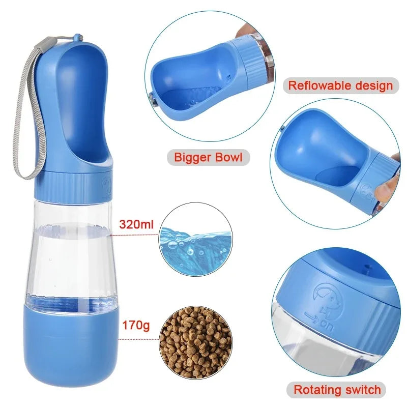 Two In One Portable Pet Water Bottle And Dog Feeder