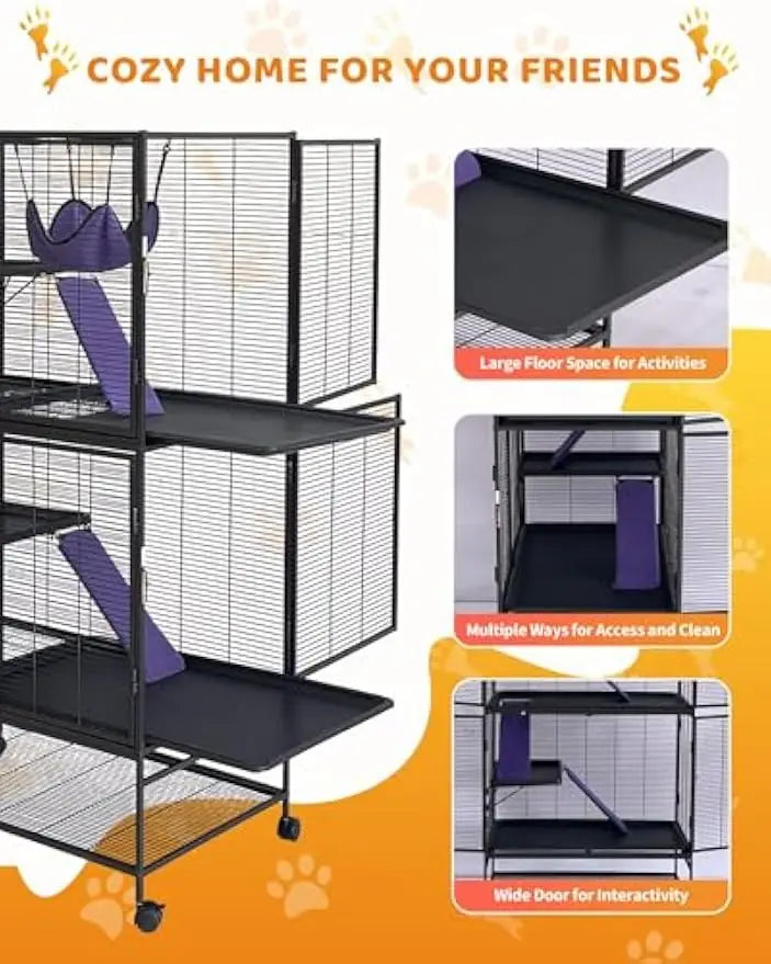 Garvee Rolling Metal Multi Level Small Animal Pet Cage
