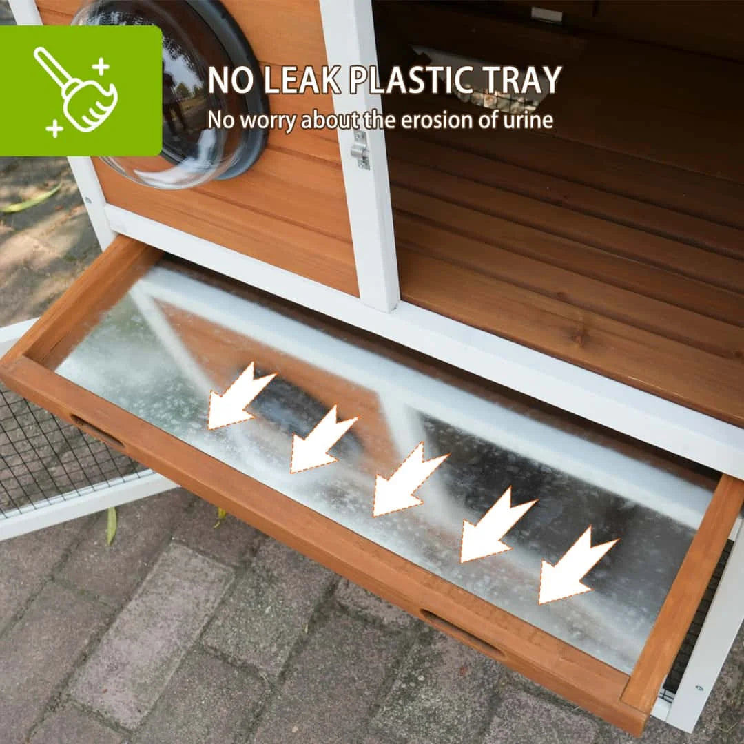 Two Tier Wooden Outdoor Rabbit Hutch With Viewing Window