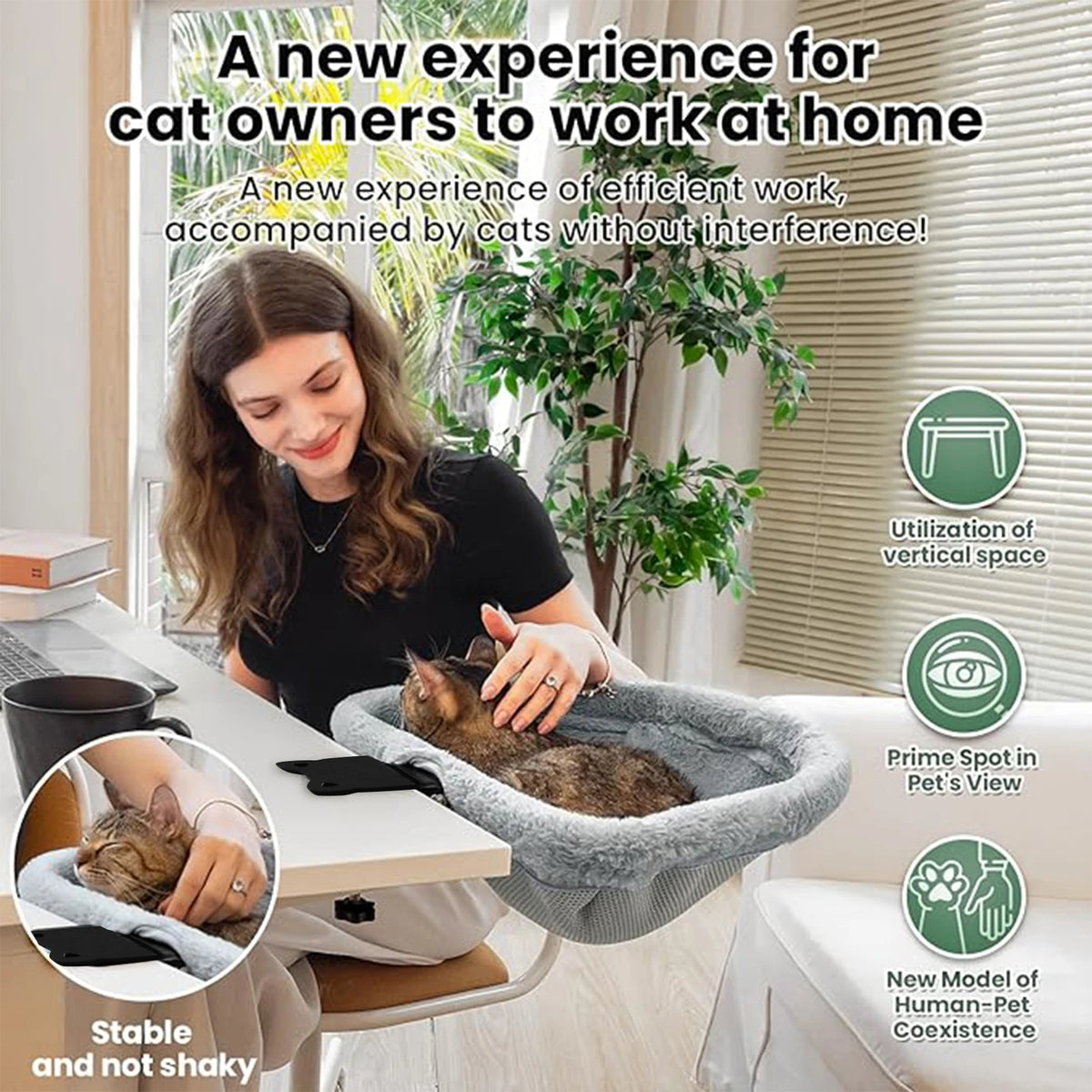 CWV Foldable Semi Circular Cat Desk Bed Hammock Perch