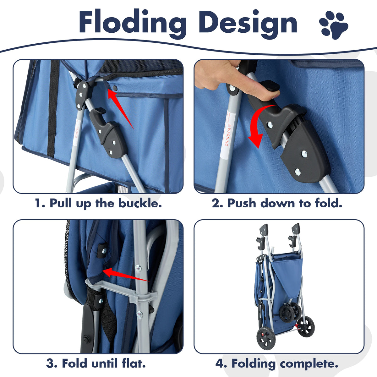 Dumos 3 Wheels Foldable Pet Stroller For Dogs And Cats