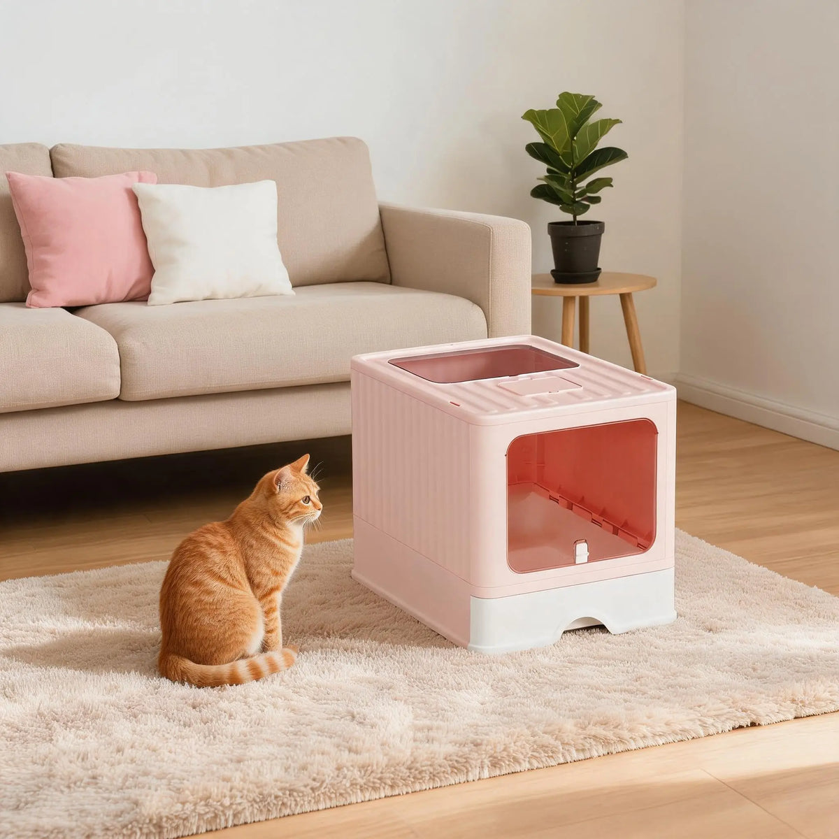 Gaomon Covered Cat Litter Box With Odor Control Slide Tray
