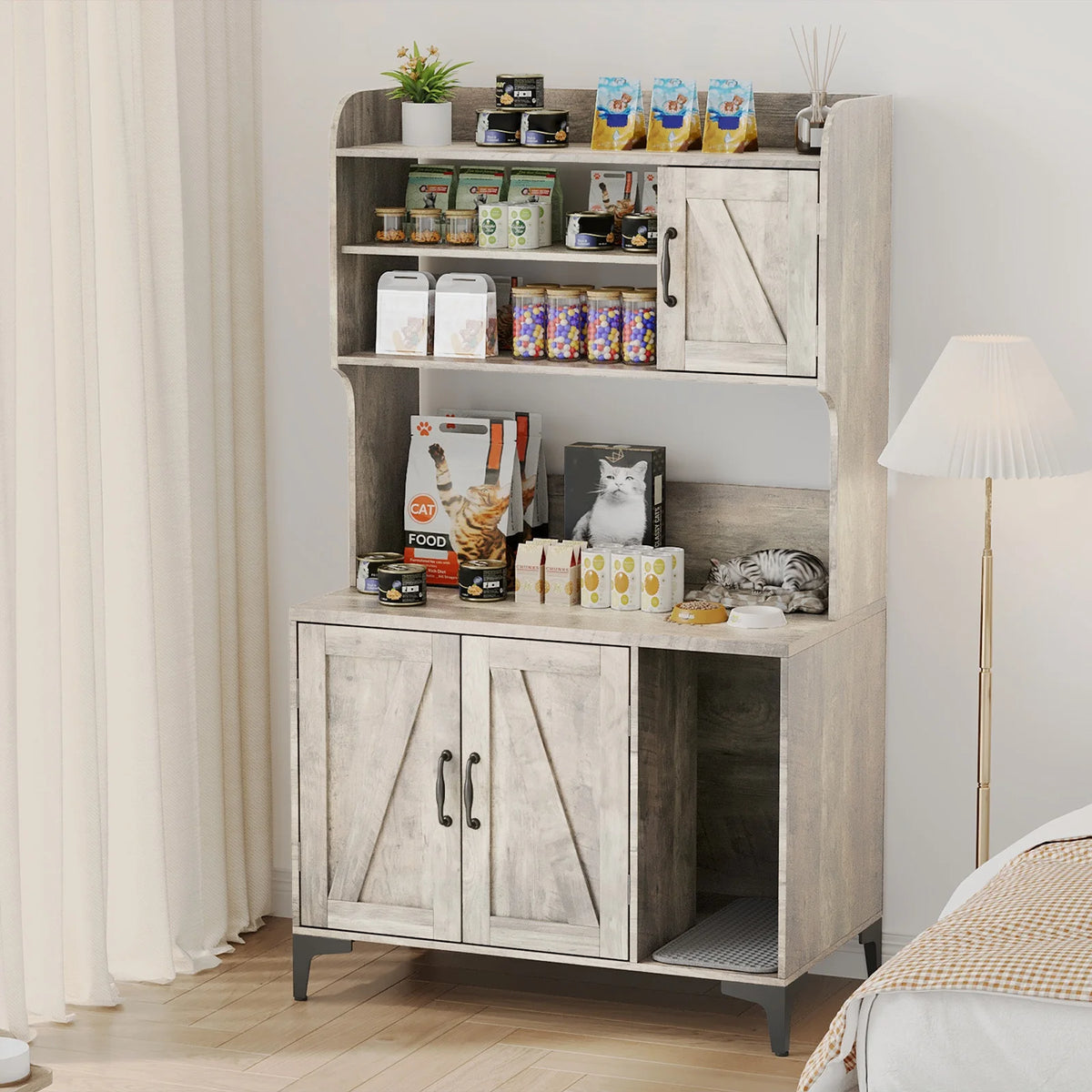 EliteZ Cat Litter Box Enclosure Cabinet With Storage