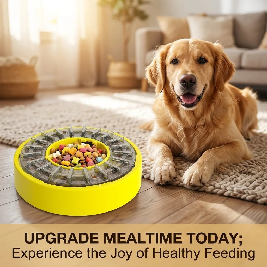 Rotating Interactive Dog Bowl with Adjustable Slow Treat Dispenser