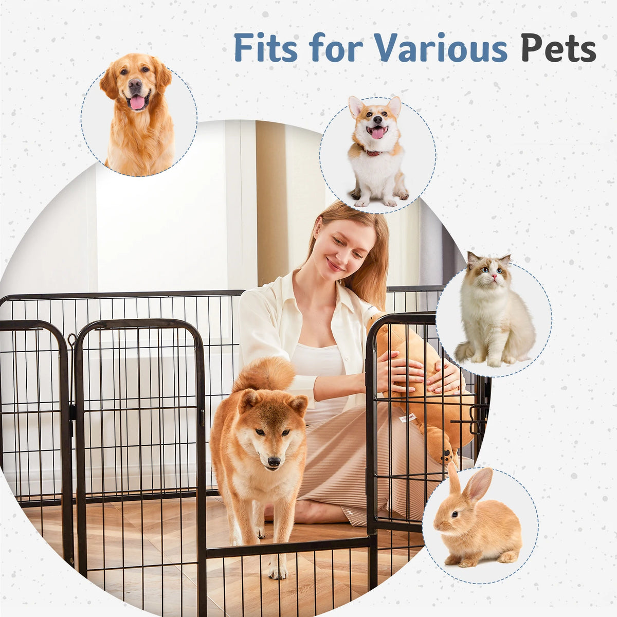 JHK Metal Foldable Pet Playpen For Yard And Outdoor Use