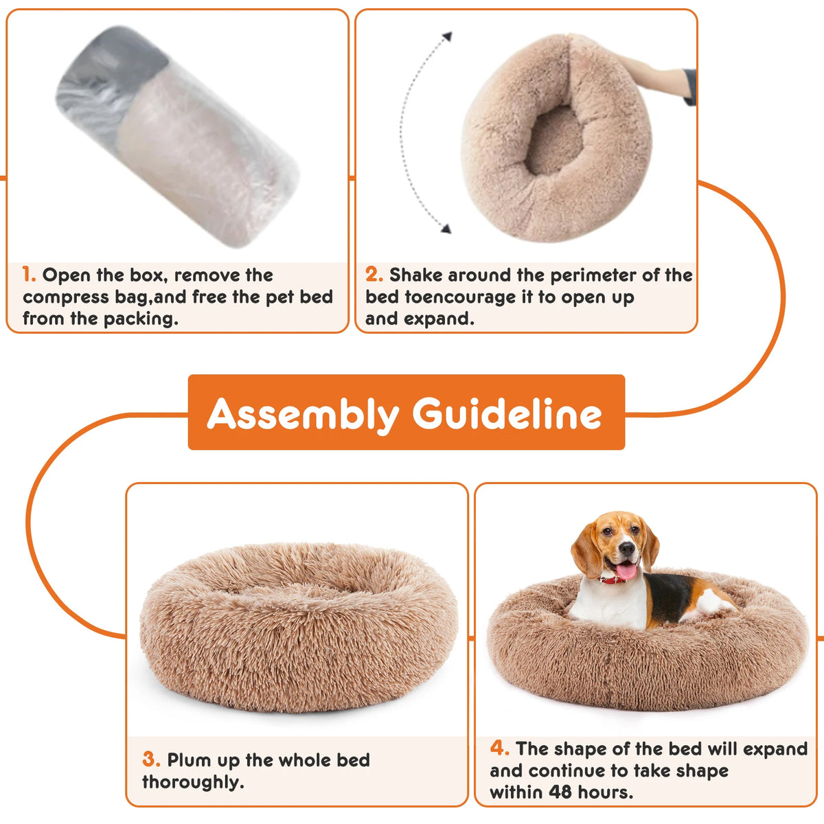 JHK Premium Calming Dog Bed With Soft Washable Faux Fur
