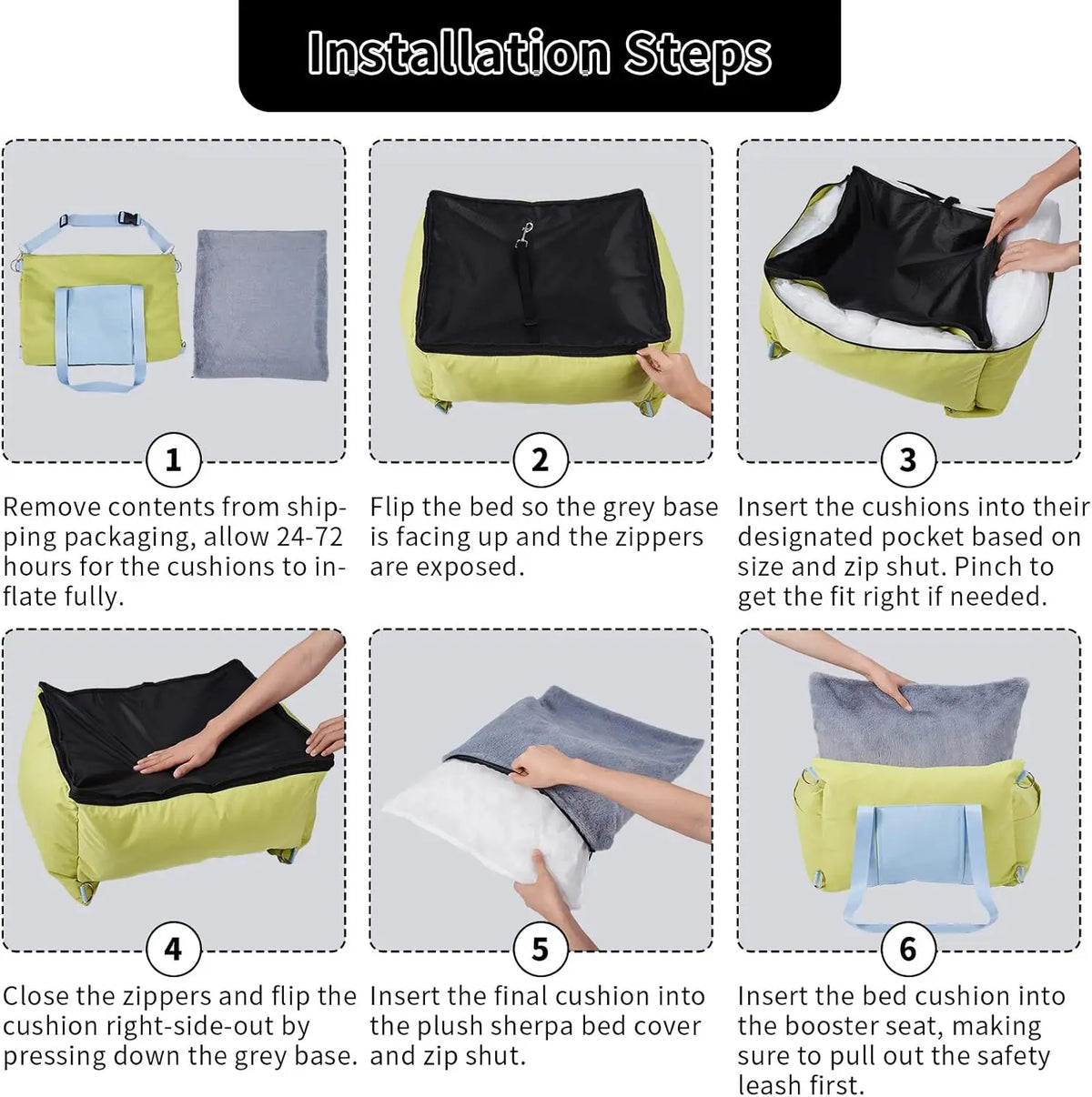 HiMISS Waterproof Dog Car Seat Booster With Storage Pockets