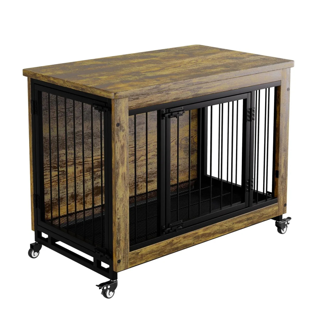 ANIXOL Wooden Dog Crate Furniture With Side Table Storage