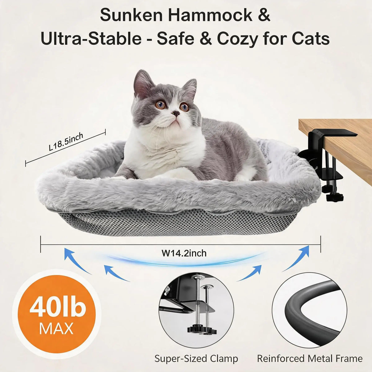 Gaomon Fold Down Cat Desk Bed Space Saving Pet Hammock