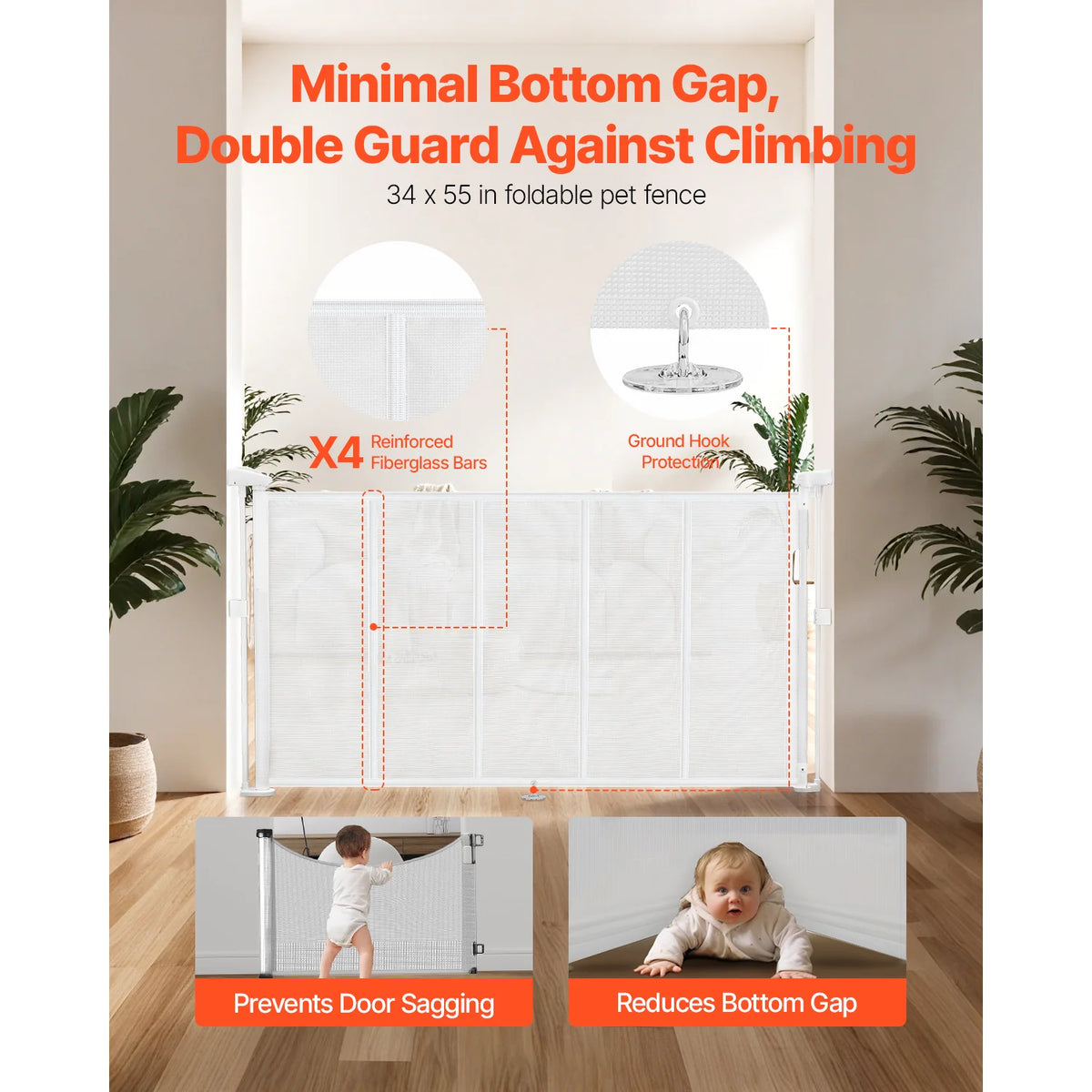 SucceBuy Retractable Baby and Pet Gate for Stairs and Doorways