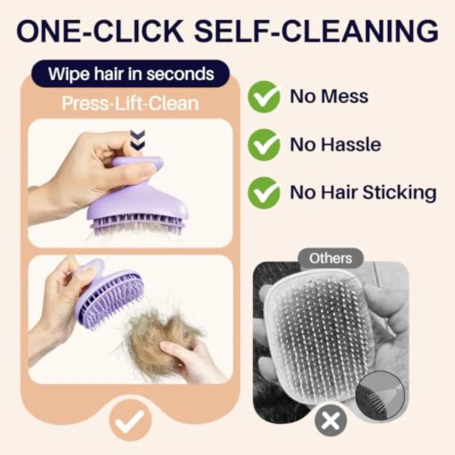 Oleamuo Self Cleaning Dog Scrubber Grooming One Click Hair Release