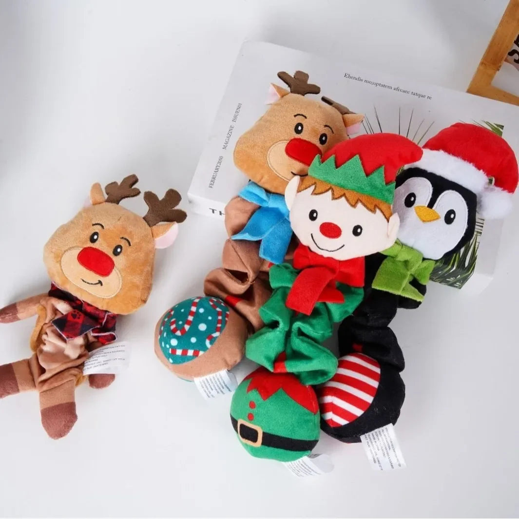Festive Fleece Penguin Squeaky Dog Toy For Puppies And Dogs