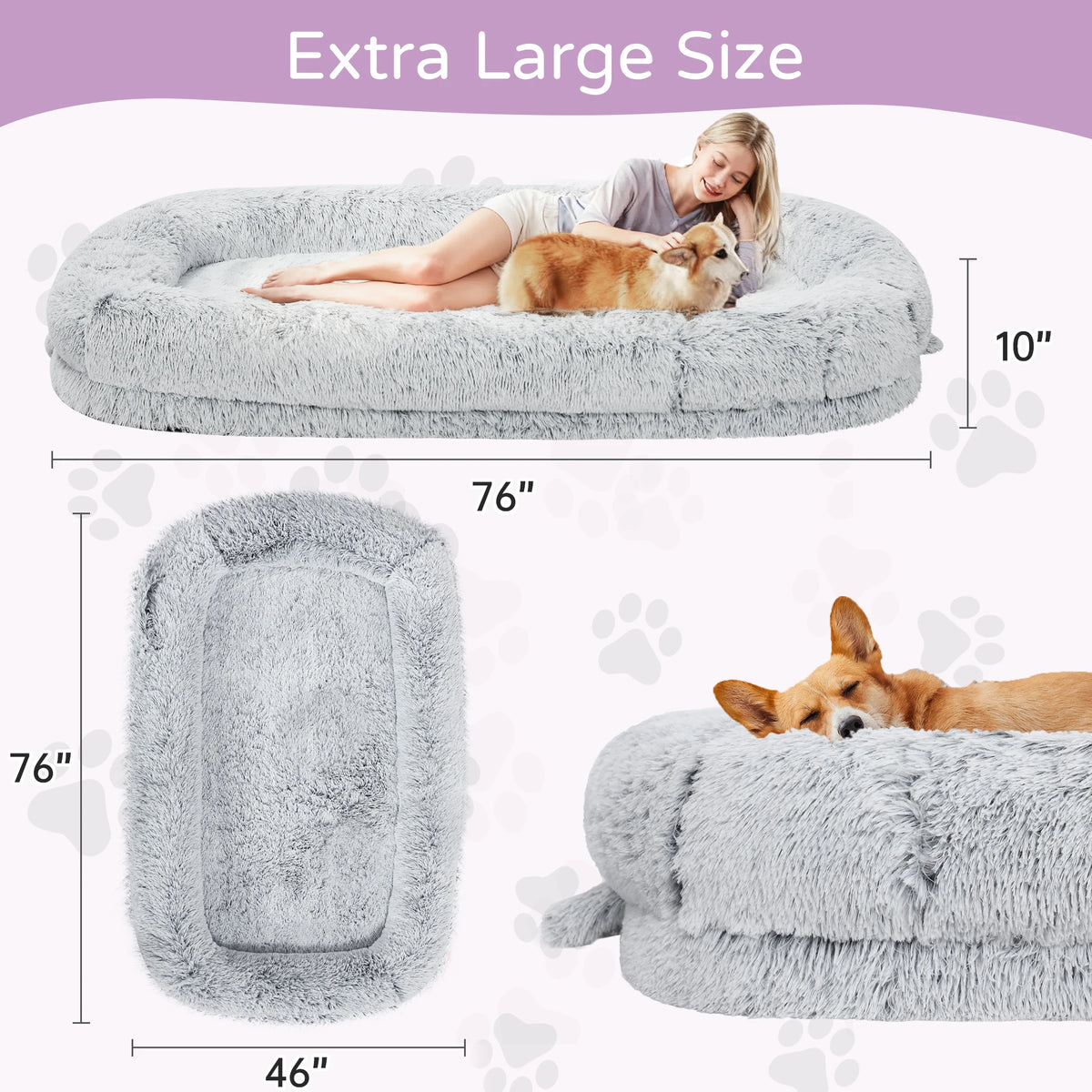 Orthopedic Faux Fur Pet Bed With Removable Cover For Adults