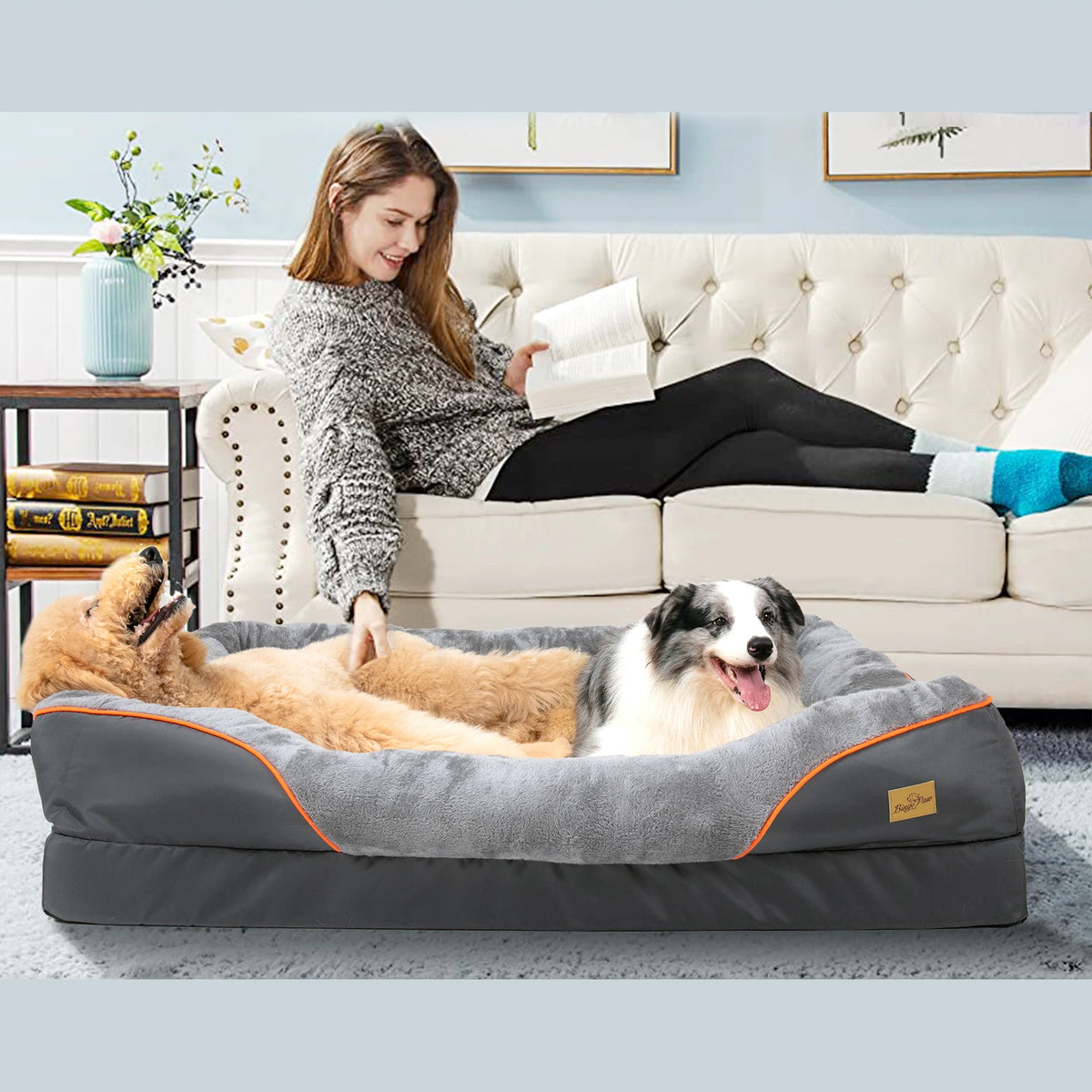 Bingopaw Waterproof Fleece Dog Bed Removable Washable Cover