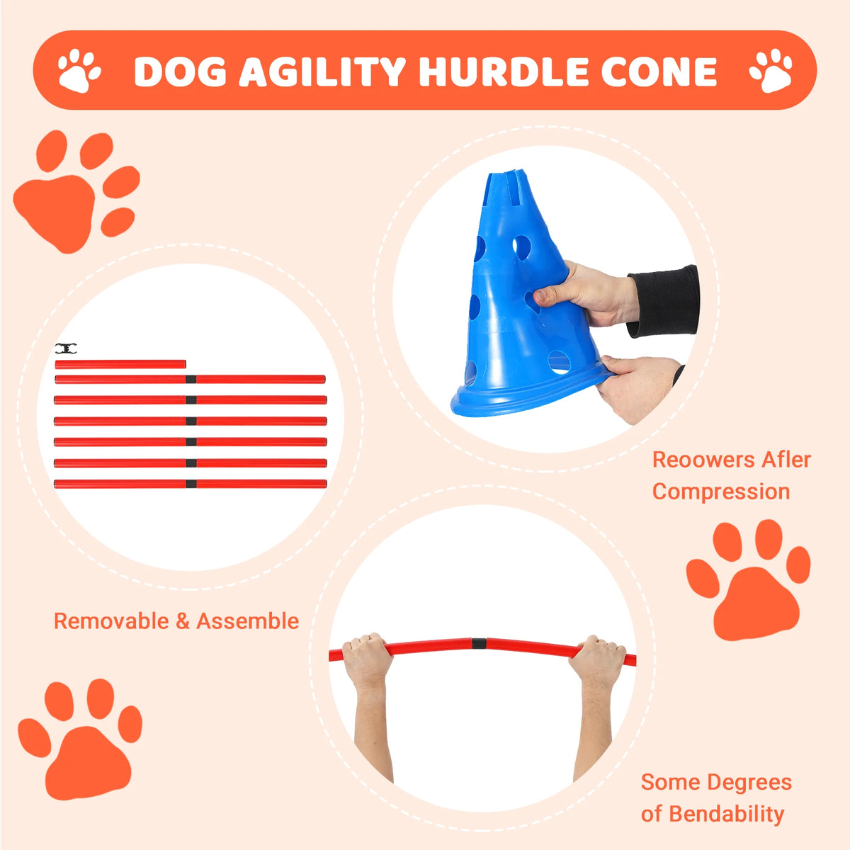 Adjustable Dog Agility Training Hurdle Cone Set For Pets