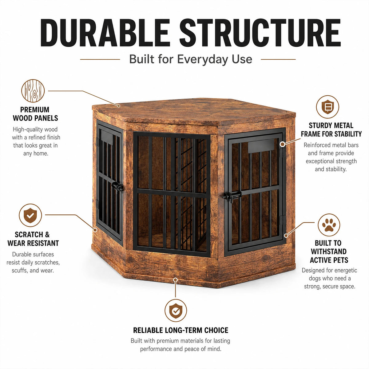 Modern Indoor Corner Dog Crate Furniture And Tv Stand