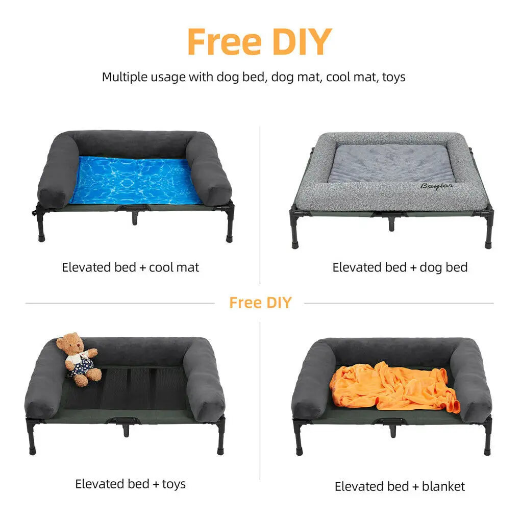 Bingopaw Elevated Pet Dog Bed With Breathable Mesh Cooling Design