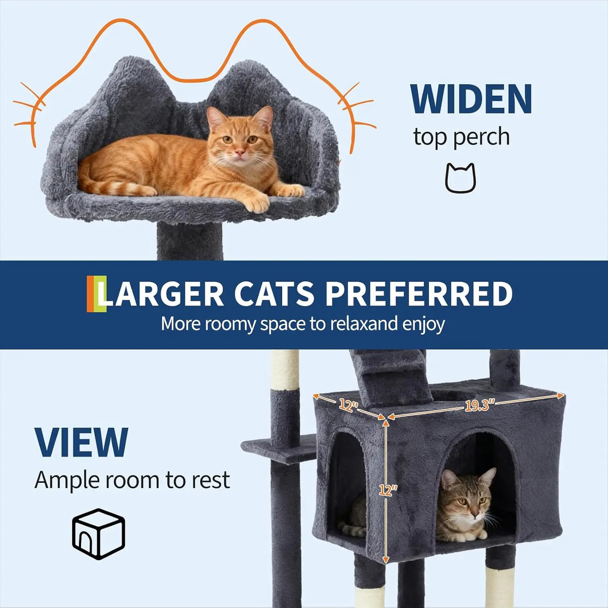 Garvee Heavy Duty Cat Tree Tower With Sisal Scratching Posts