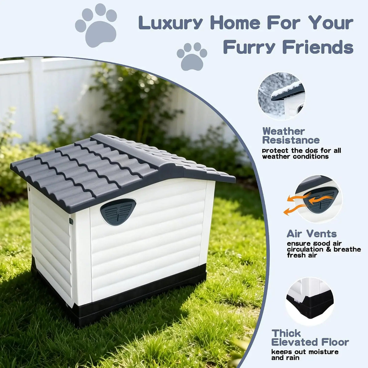Twister Waterproof Two Door Elevated Pet House For Dogs