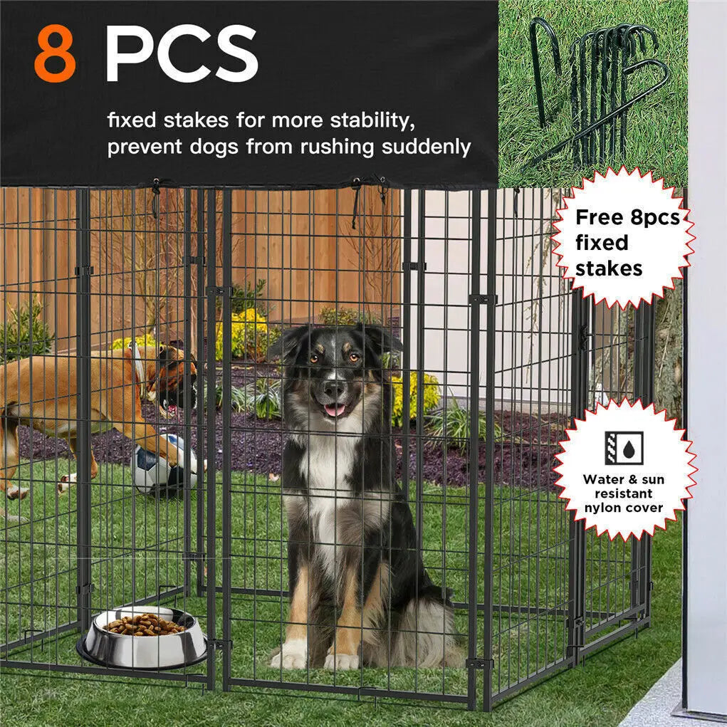 Premium Iron Outdoor Dog Cage With Roof Versatile Pet Playpen