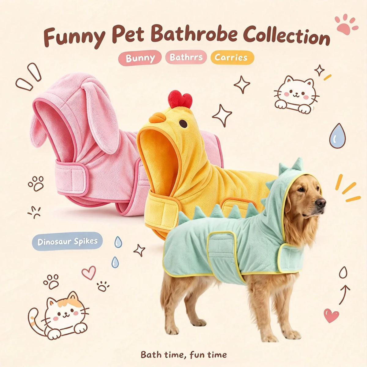 Premium Cotton Dog Bathrobe Absorbent Towel Wrap Design For Pets