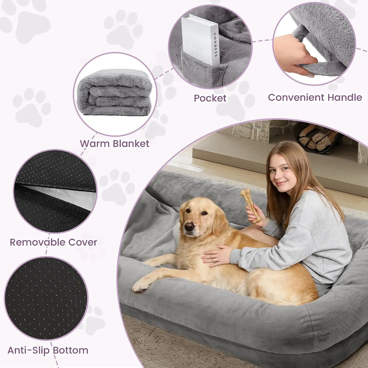 Premium Cotton Platform Bed For Adults And Dogs With Support