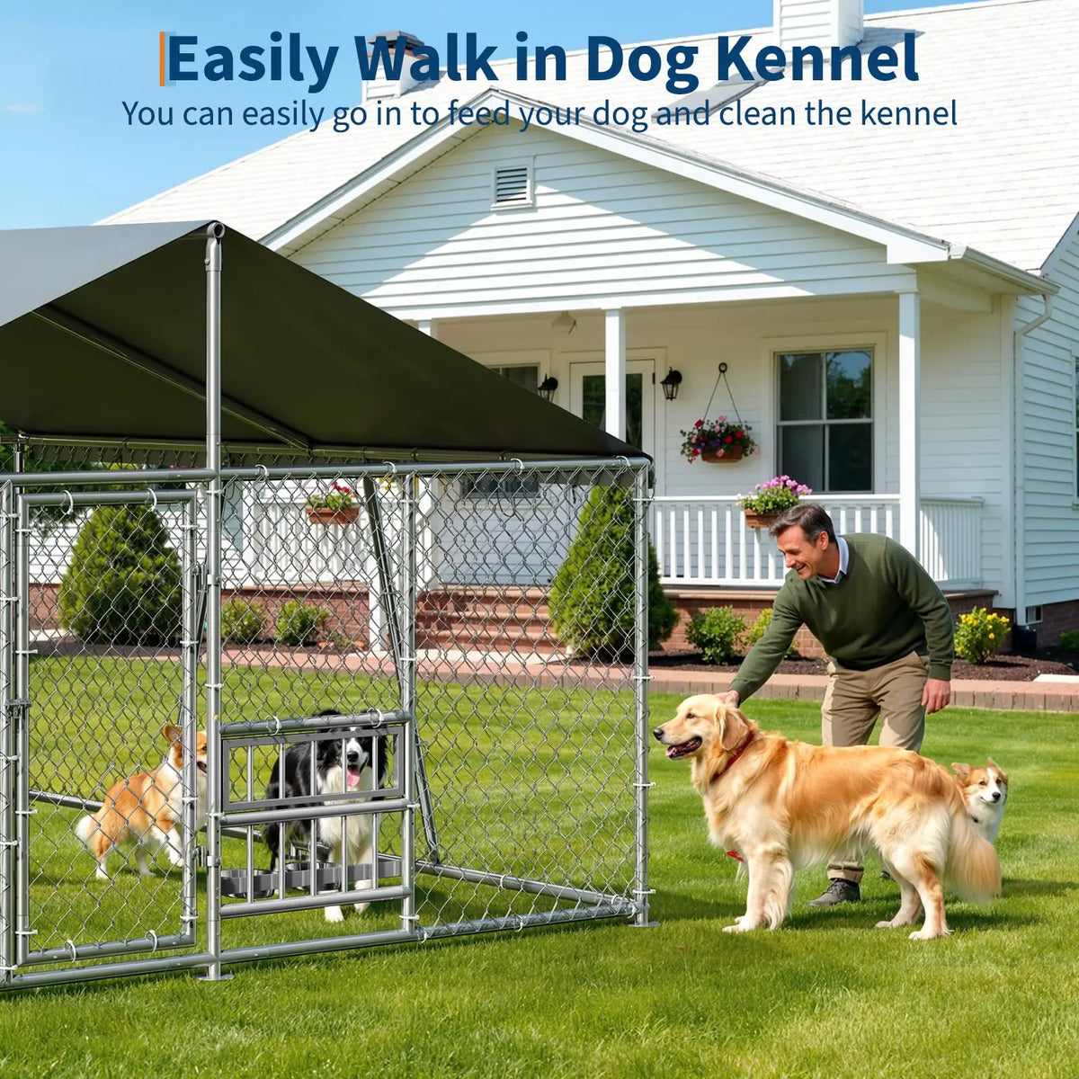 DishyKooker Heavy Duty Galvanized Steel Outdoor Dog Kennel