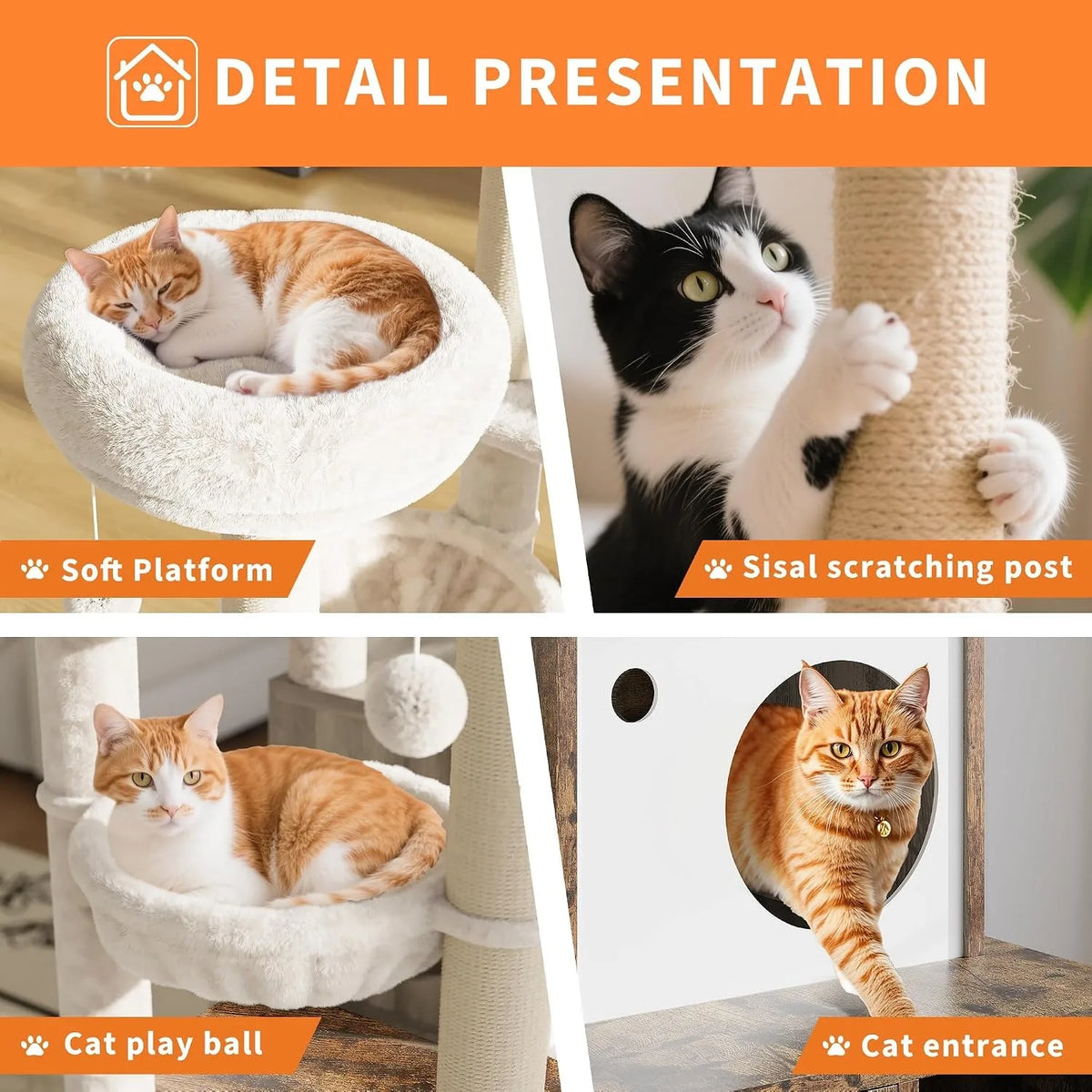 Modern Multi Level Cat Tree With Hidden Litter Box Enclosure
