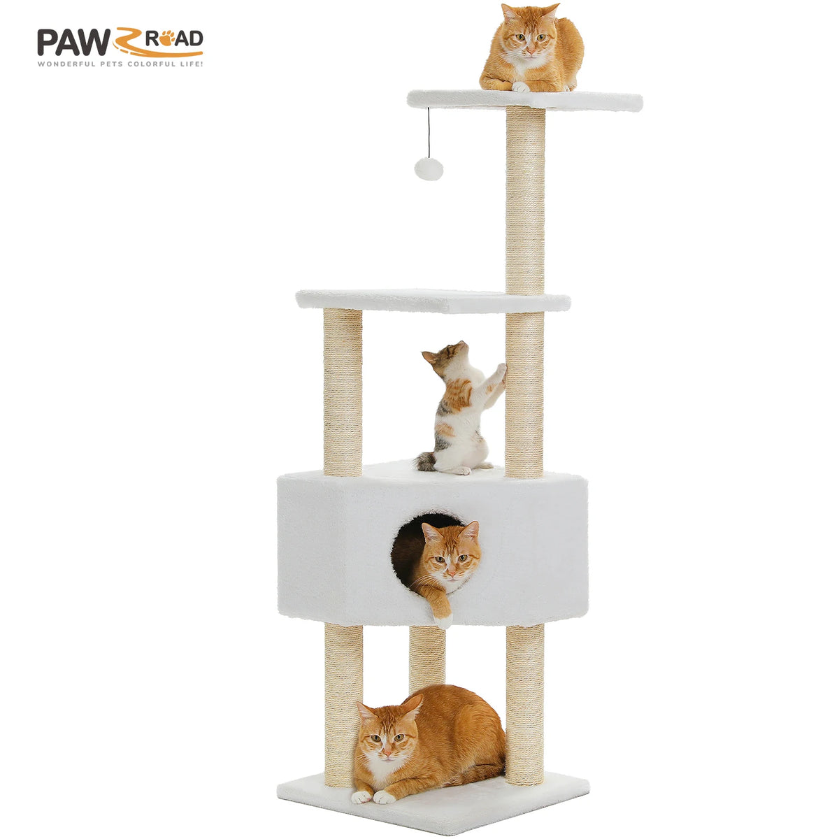 PAWZ Road Four Tier Cat Condo Featuring Hammock And Posts