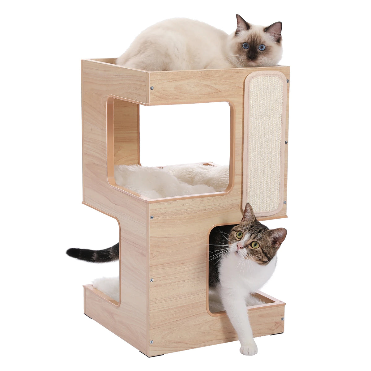 PAWZ Road Wood Cat Condo Featuring Scratching Pad And Bed