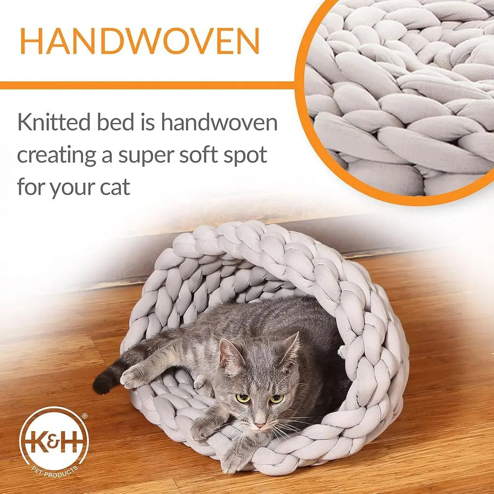 Handwoven Knitted Round Comfortable Cozy Cat Bed Cushion