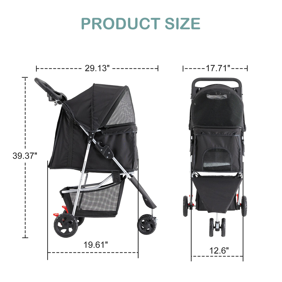 Dumos 3 Wheels Foldable Pet Stroller For Dogs And Cats