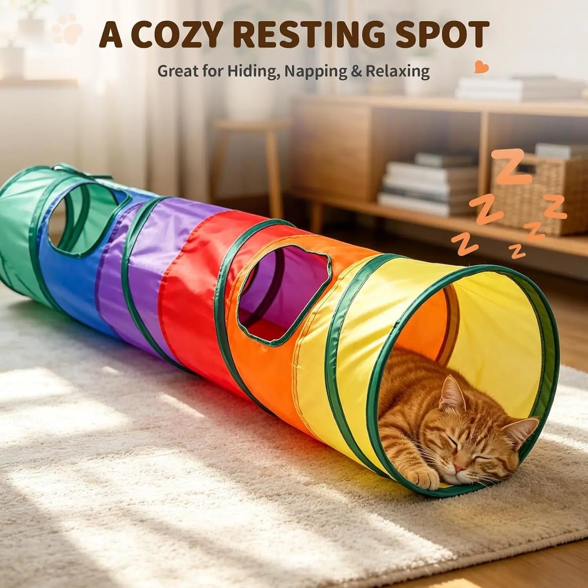 Foldable Cloth Cat Tunnel Toy For Indoor Pets And Kittens