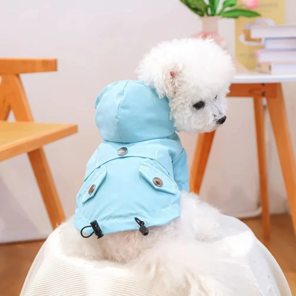 Waterproof Hooded Polyester Dog Raincoat Jacket For Pets