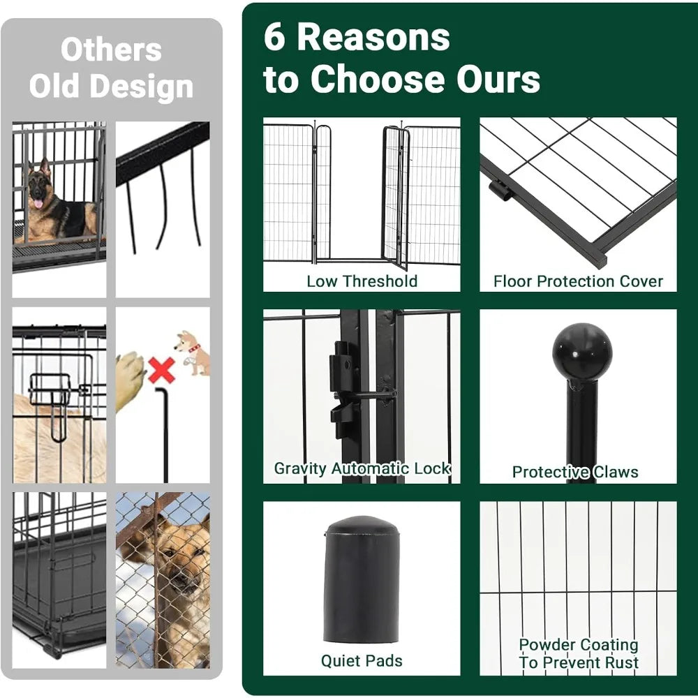 Garvee Metal Pet Fence Panels Stackable Indoor Cage Kit