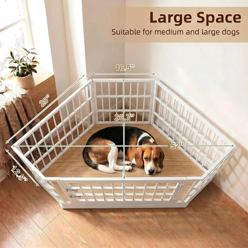 Practical Wooden Dog Crate Featuring Integrated End Table