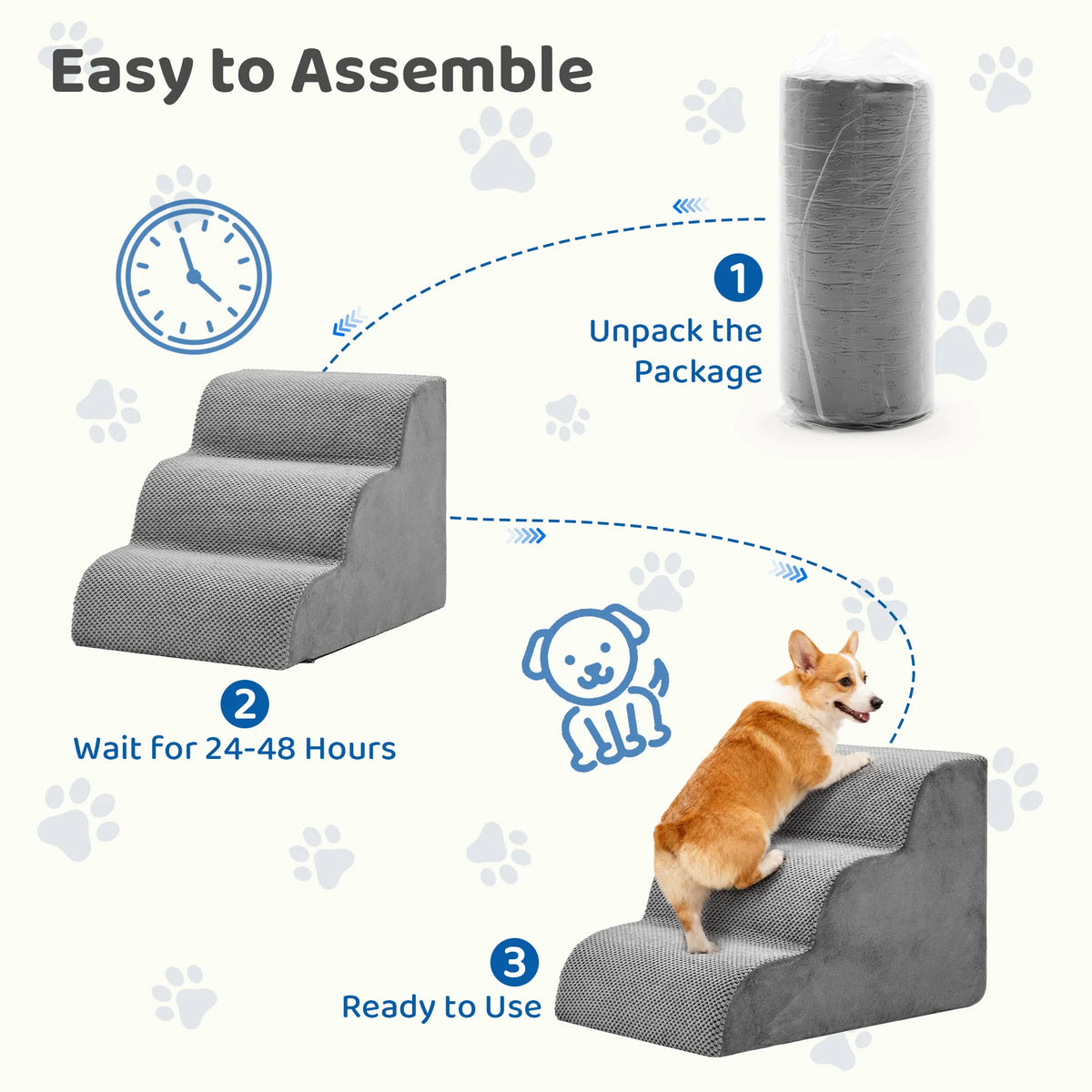 Curved High Density Foam Pet Stairs For Small Dogs