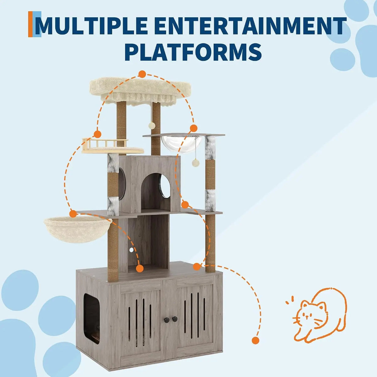 Tacleekii Multi Level Cat Tree With Hidden Litter Box