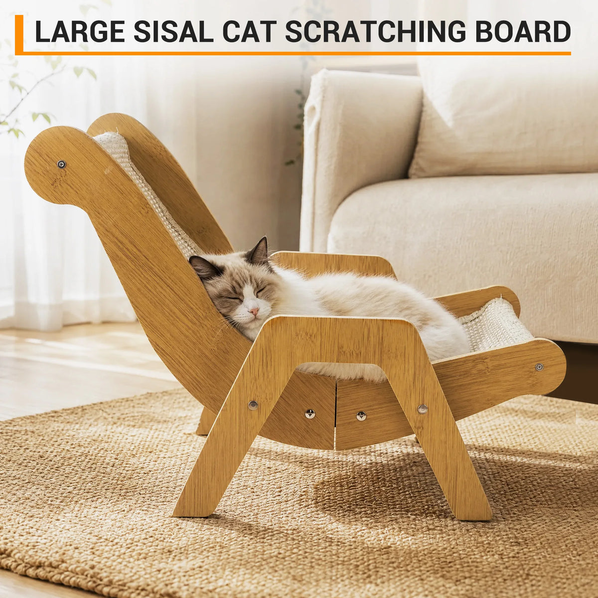 Wooden Sisal Cat Scratcher Lounger And Bed For Pets