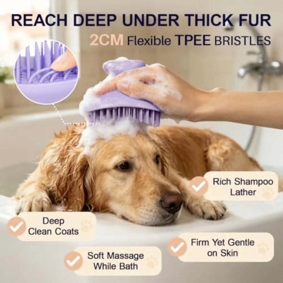 Oleamuo Self Cleaning Dog Scrubber Grooming One Click Hair Release